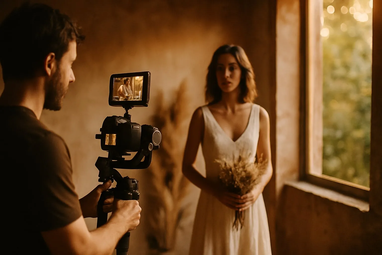 Filmagem moda sustentável em espaços locais e luz criativa