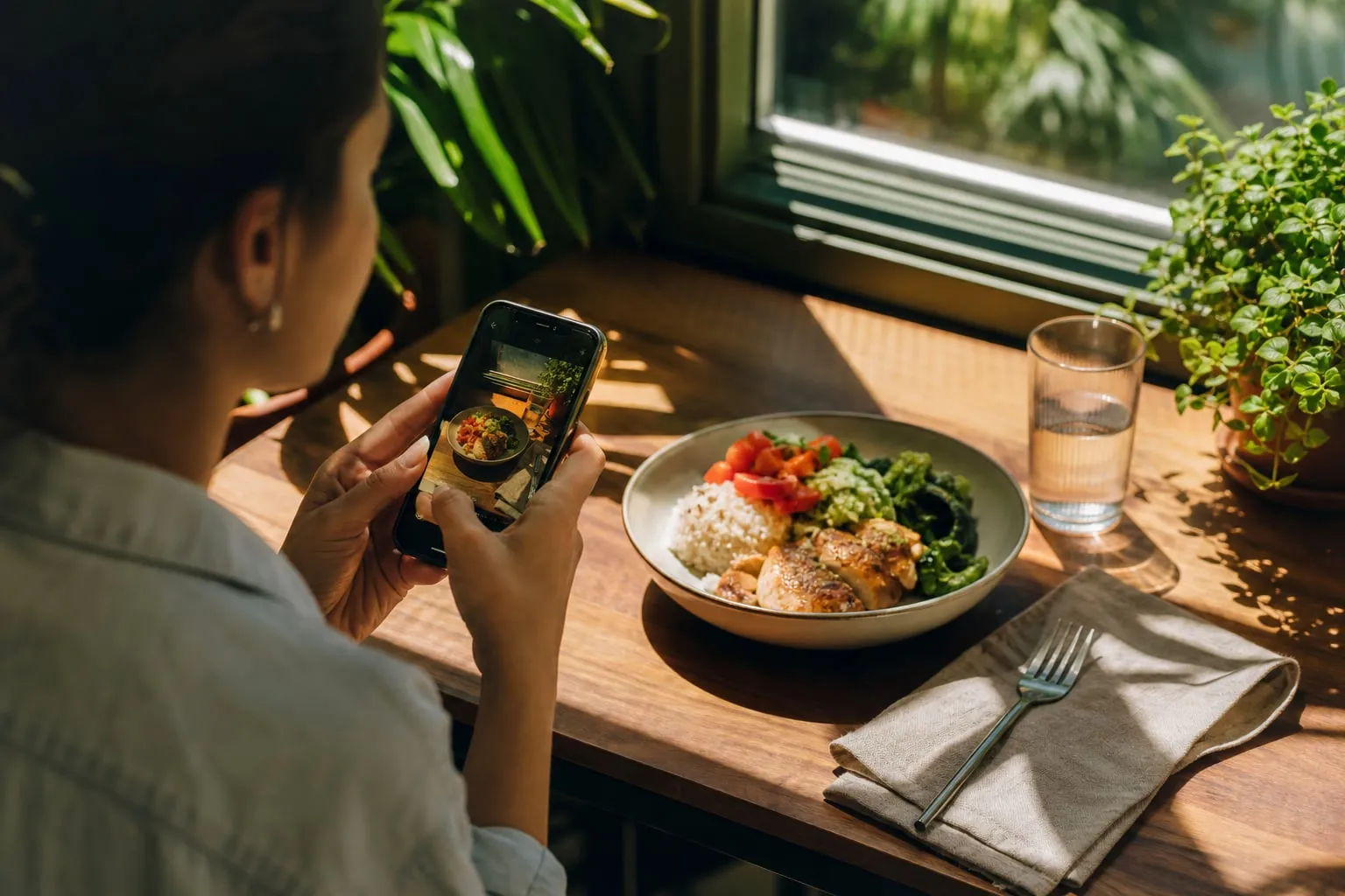 Como fotografar comida com celular junto à janela